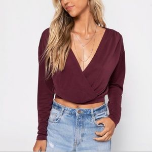 Tobi Long Sleeve Wrap Top